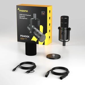AONO PD400X USB/XLR Dynamic Microphone – RGB Podcast & Streaming Mic image 5