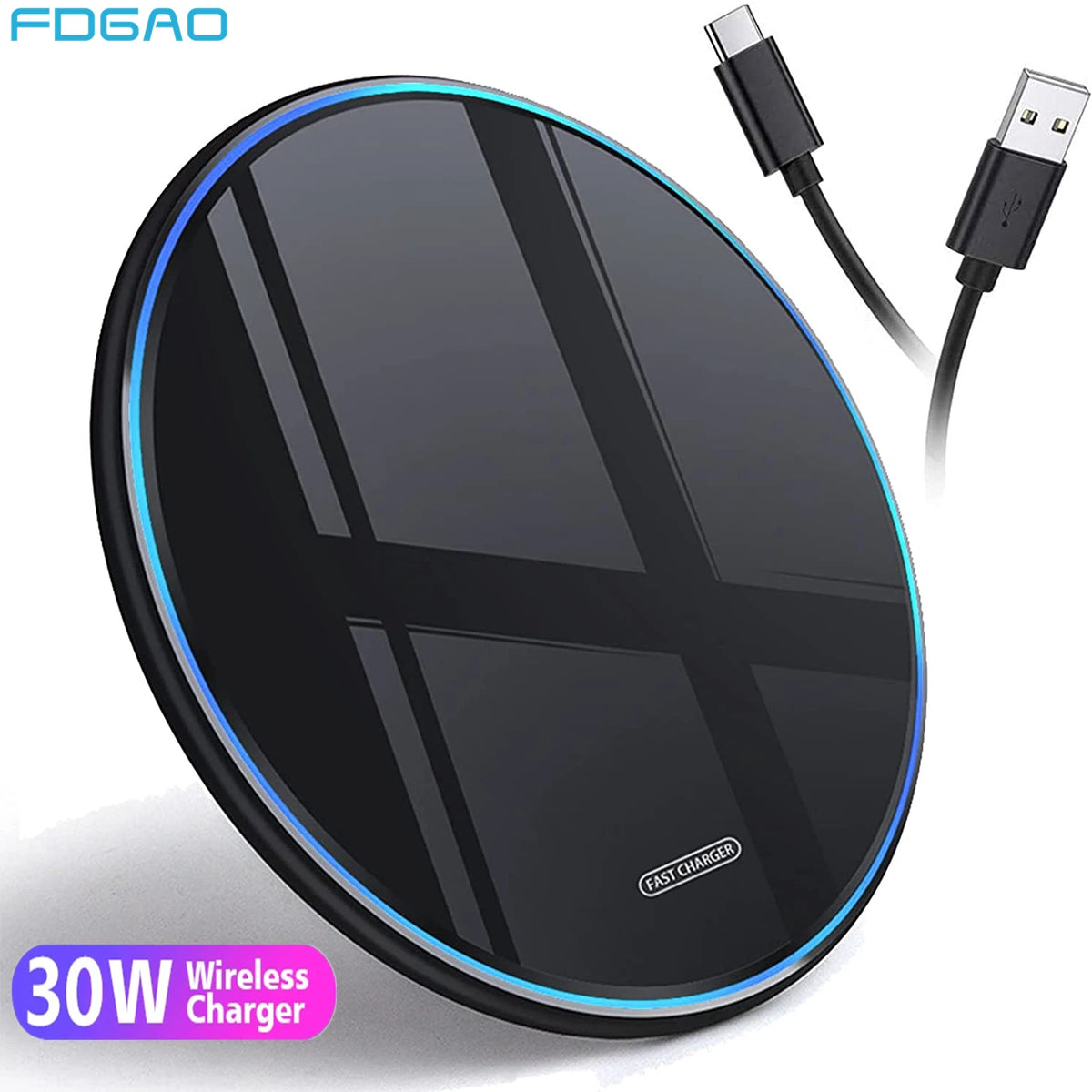 30W / 15W Fast Wireless Charging Pad for iPhone & Samsung