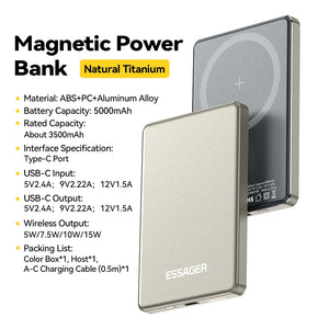 Essager 5000mAh Magnetic Wireless Power Bank 20W Fast Charging for iPhone image 5