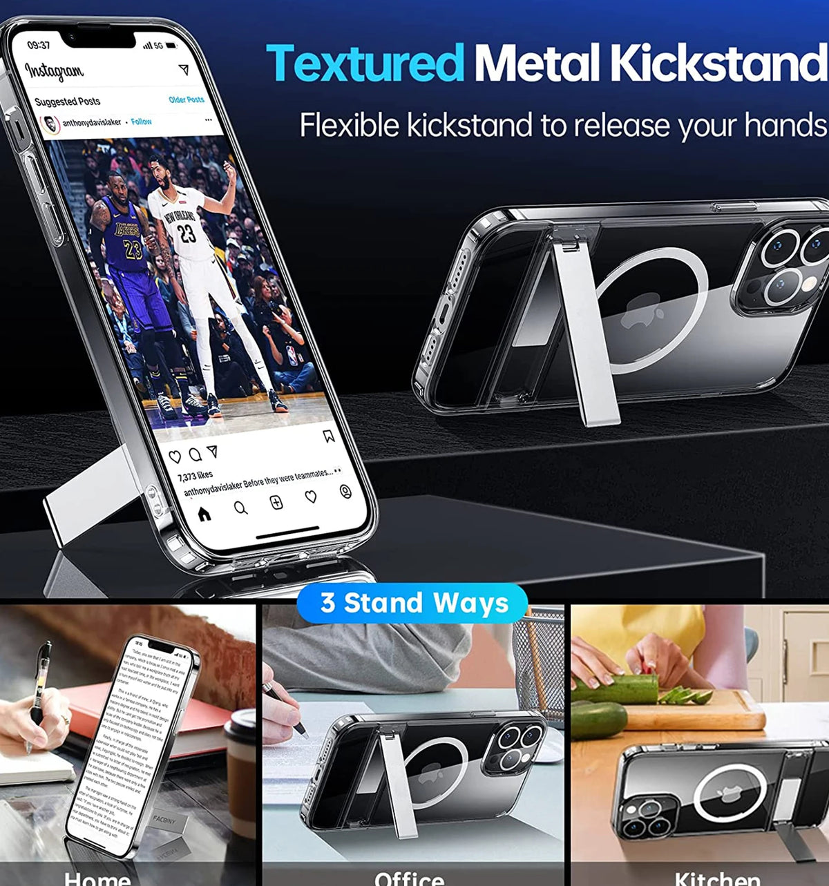 Clear Magnetic Kickstand Case for iPhone 15 Pro & iPhone 15 Pro Max