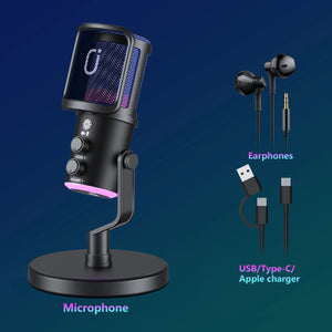 USB/XLR Dynamic Microphone with RGB Light for Podcast, Gaming, Streaming & PC Recording image 4
