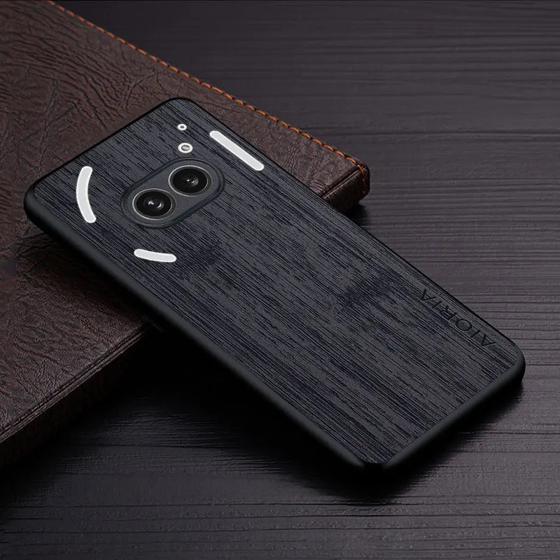 Nothing Phone 2a Bamboo Wood Pattern Leather Case – Luxury Shockproof Protective Cover