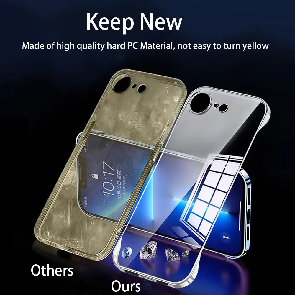 Frameless Slim Clear Hard Back Case for iPhone 16e