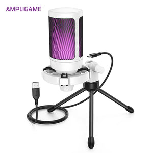 AmpliGame USB RGB Gaming Condenser Microphone with Quick Mute & Tripod image 4