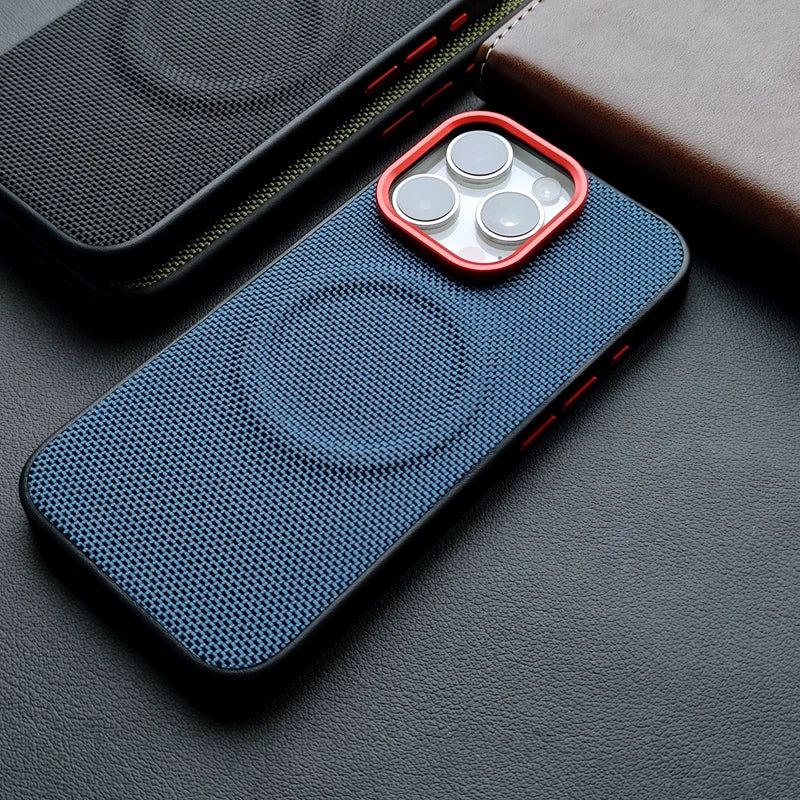 Luxury Magnetic Nylon Woven Leather Case for iPhone 15 Pro & iPhone 15 Pro Max