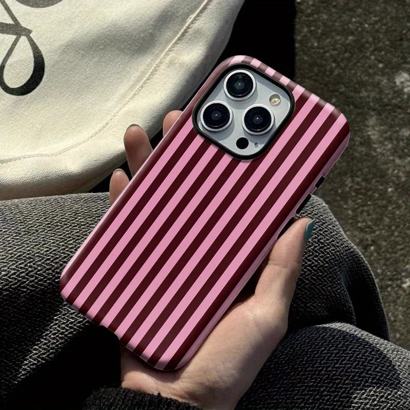Luxury Striped Double-Layer Case for iPhone 16 Pro & 16 Pro Max