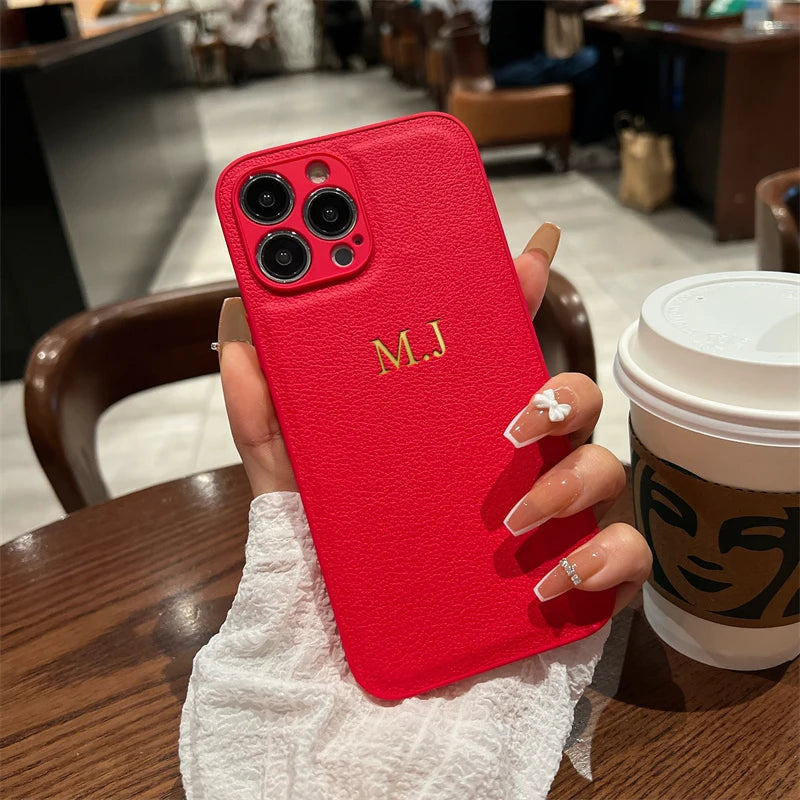 Personalized Custom Name Leather Case for iPhone 15 Pro & iPhone 15 Pro Max