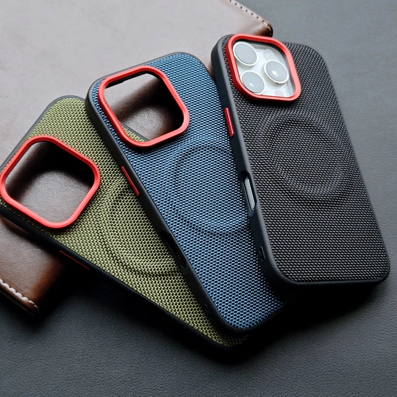 Luxury Magnetic Nylon Woven Leather Case for iPhone 15 Pro & iPhone 15 Pro Max