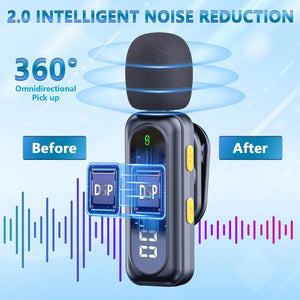 Professional Wireless Lavalier Microphone with LED Power Display for Recording & Live Streaming image 2