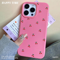 Cute Cartoon Cherry Silicone Case for iPhone 16 & iPhone 16 Pro Max