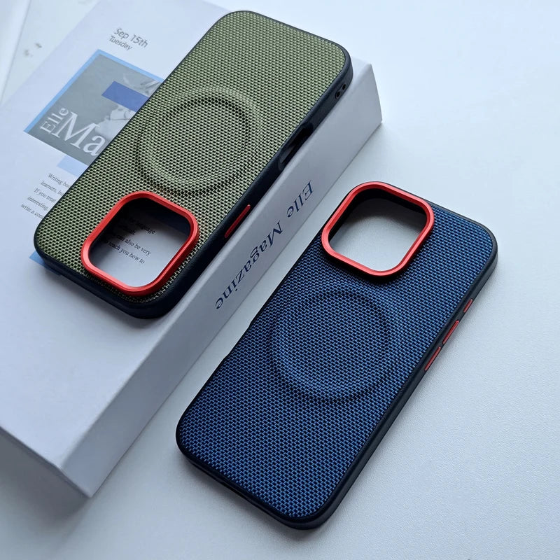 Luxury Magnetic Nylon Woven Leather Case for iPhone 15 Pro & iPhone 15 Pro Max