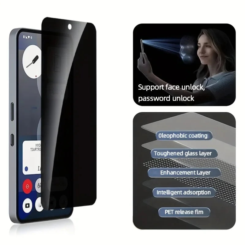2-Pack Privacy Tempered Glass Screen Protector for Nothing Phone 1, 2, 2a, 2a Plus & 3a Pro Anti-Spy 9H