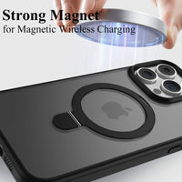 Magnetic Ring Stand Translucent Case with Screen Protector for iPhone 15 Pro & iPhone 15 Pro Max