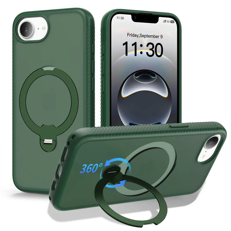 ELVEV Magnetic Matte Translucent Case with Rotating Stand for iPhone 16e