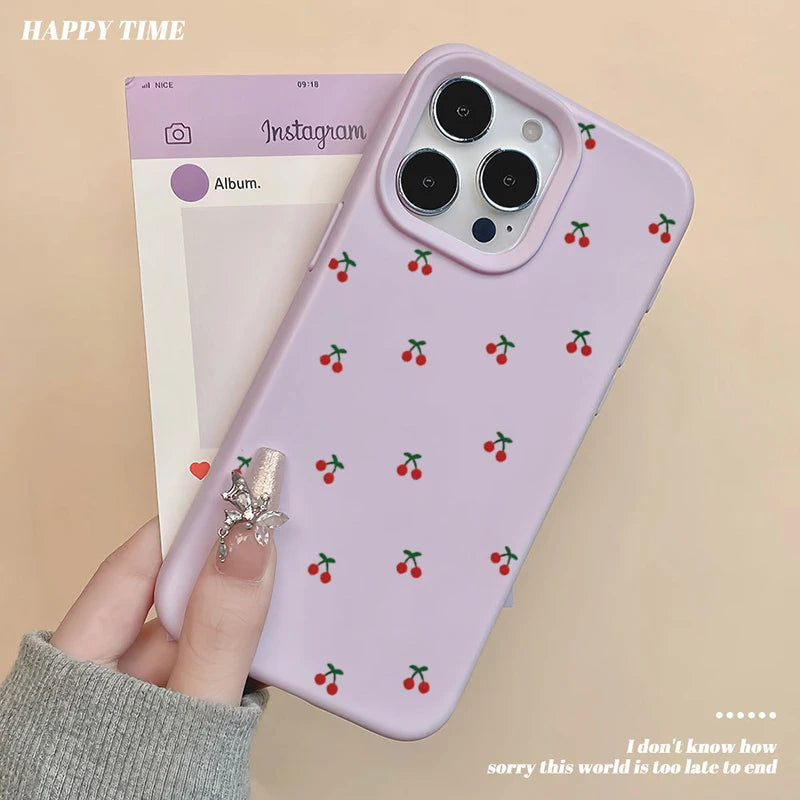 Cute Cartoon Cherry Silicone Case for iPhone 16 & iPhone 16 Pro Max