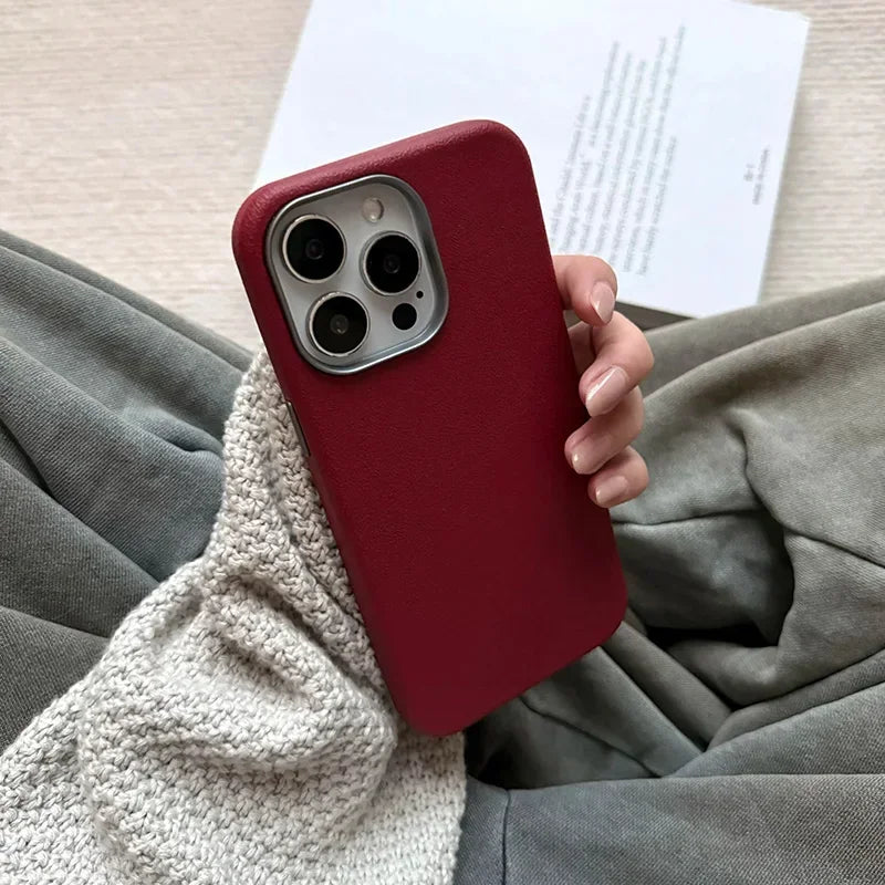 Luxury Matte Leather Case for iPhone 17