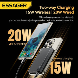 Essager 10000mAh Magnetic Wireless Power Bank 20W Fast Charging with LED Display image 2