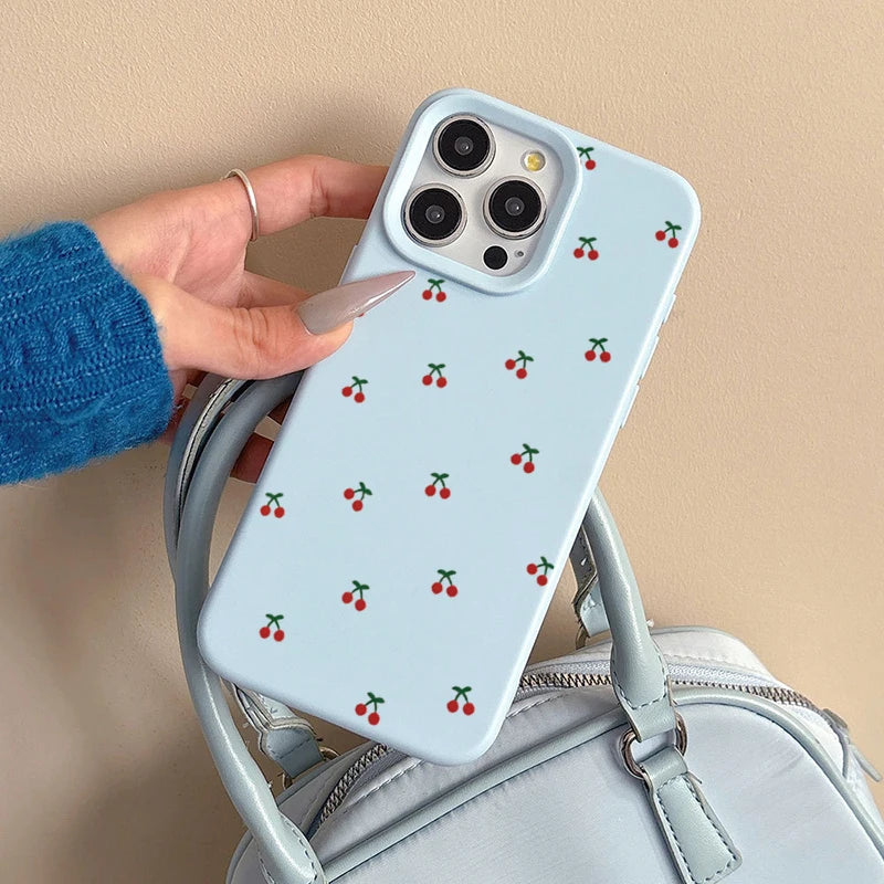 Cute Cartoon Cherry Silicone Case for iPhone 16 & iPhone 16 Pro Max
