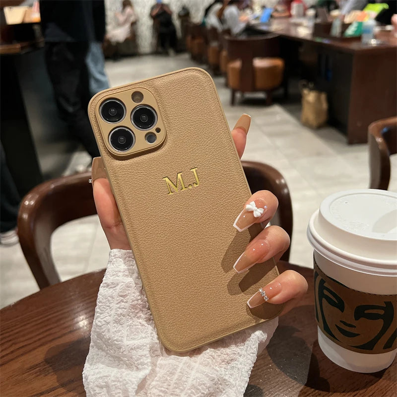 Personalized Custom Name Leather Case for iPhone 15 Pro & iPhone 15 Pro Max