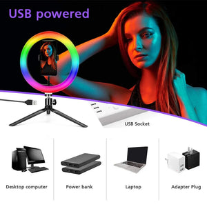 RGB LED Ring Light with Remote – Dimmable Selfie & Video Lighting image 2