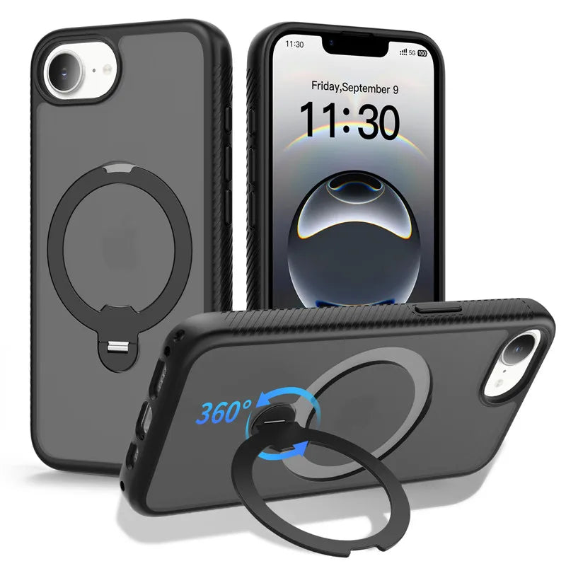 ELVEV Magnetic Matte Translucent Case with Rotating Stand for iPhone 16e