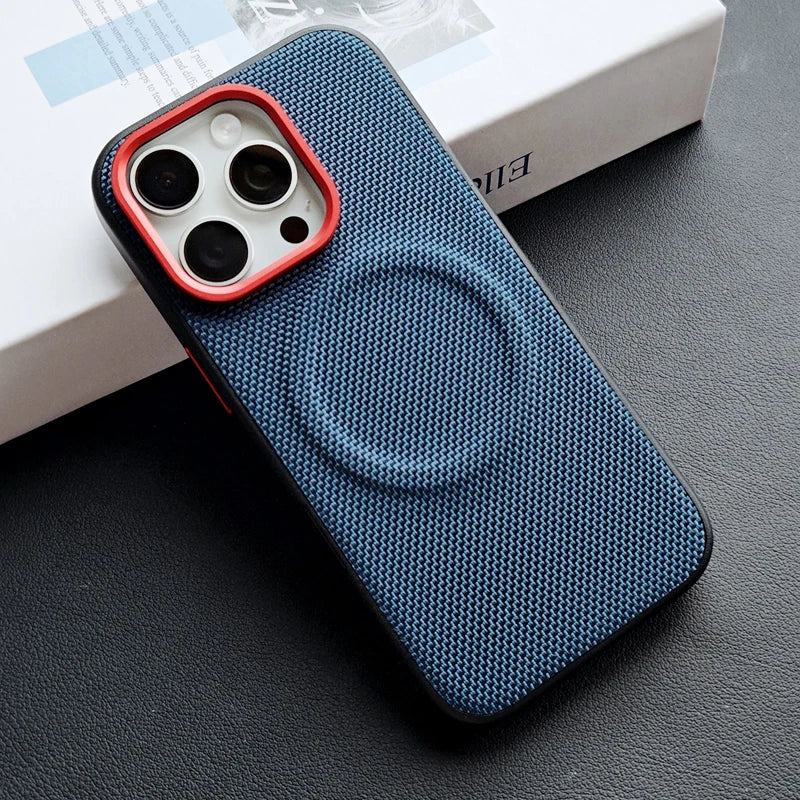 Luxury Magnetic Nylon Woven Leather Case for iPhone 15 Pro & iPhone 15 Pro Max