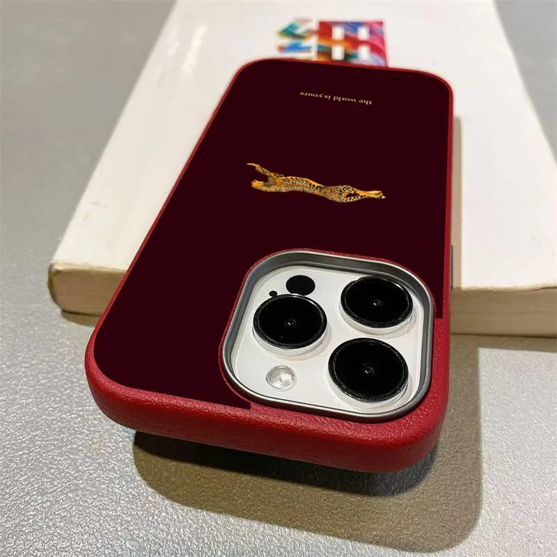 Fashion Leopard Litchi Texture Business Case for iPhone 16 Pro & iPhone 16 Pro Max