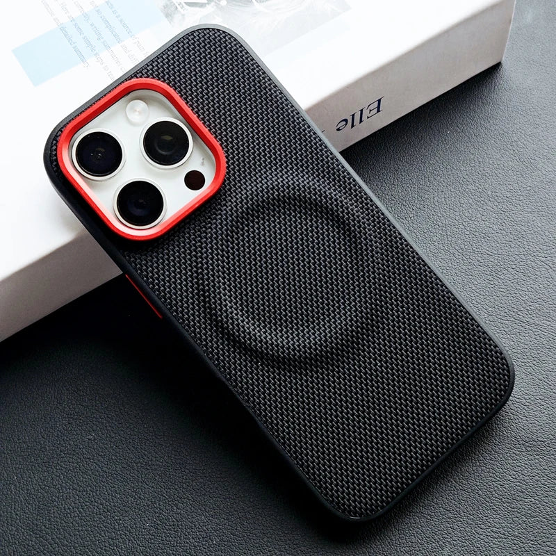 Luxury Magnetic Nylon Woven Leather Case for iPhone 15 Pro & iPhone 15 Pro Max