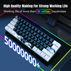60% Mechanical Gaming Keyboard – Blue Switches, Sea Blue Backlit, Compact Wired Keyboard image 2