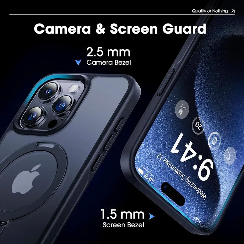 Magnetic Ring Kickstand Matte Case for iPhone 15 Pro & iPhone 15 Pro Max