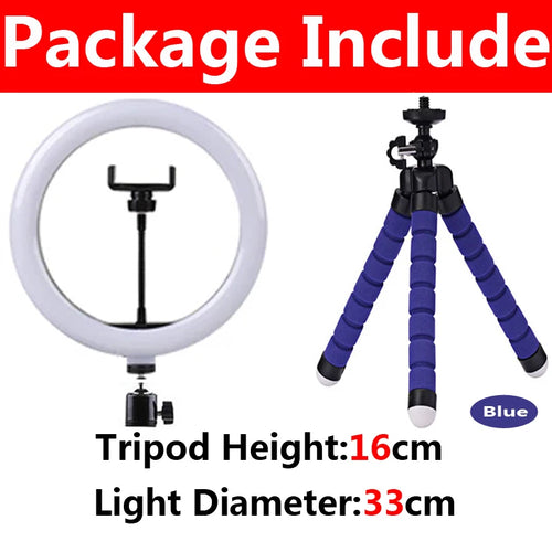26cm LED Selfie Ring Light with Tripod Stand – Dimmable Video Light