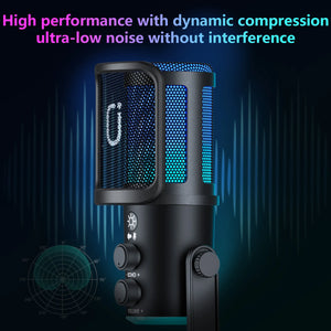 USB/XLR Dynamic Microphone with RGB Light for Podcast, Gaming, Streaming & PC Recording image 3