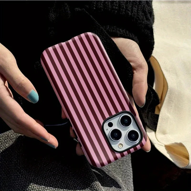 Luxury Striped Double-Layer Case for iPhone 16 Pro & 16 Pro Max