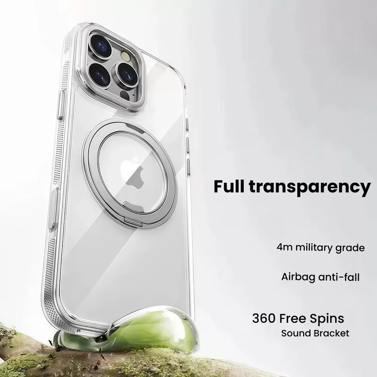 Magnetic 360° Rotating Stand Crystal Clear Case for iPhone 17