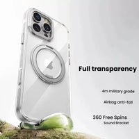 Magnetic 360° Rotating Stand Crystal Clear Case for iPhone 17