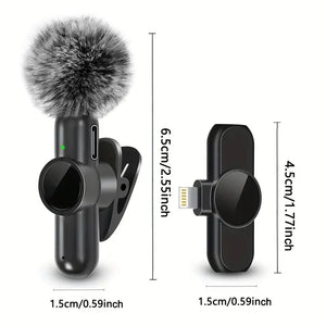 Wireless Lavalier Microphone for iPhone & Android – Mini Clip-On Mic with Windproof Cover image 2