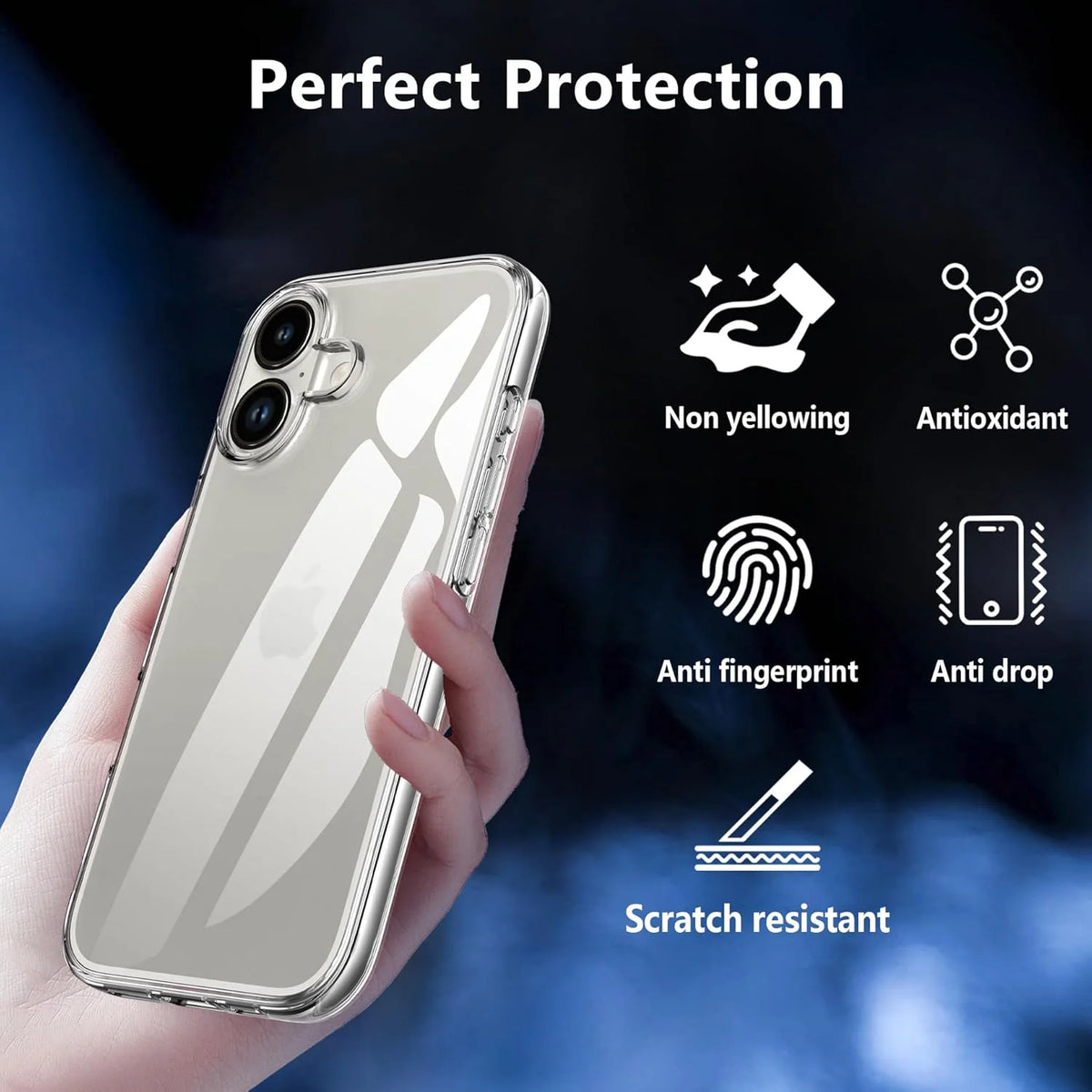 Crystal Clear Lens Protection Case for iPhone 16 Plus