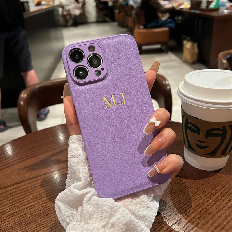 Personalized Custom Name Leather Case for iPhone 15 Pro & iPhone 15 Pro Max