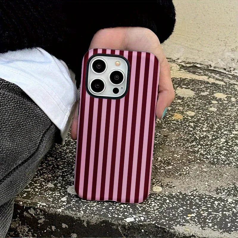 Luxury Striped Double-Layer Case for iPhone 16 Pro & 16 Pro Max