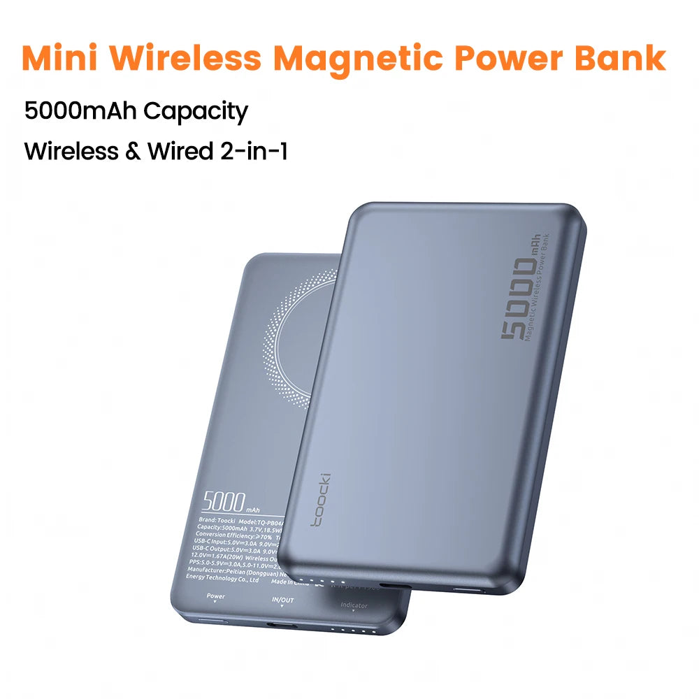 Toocki 5000mAh Magnetic Wireless Power Bank 15W Fast Charging