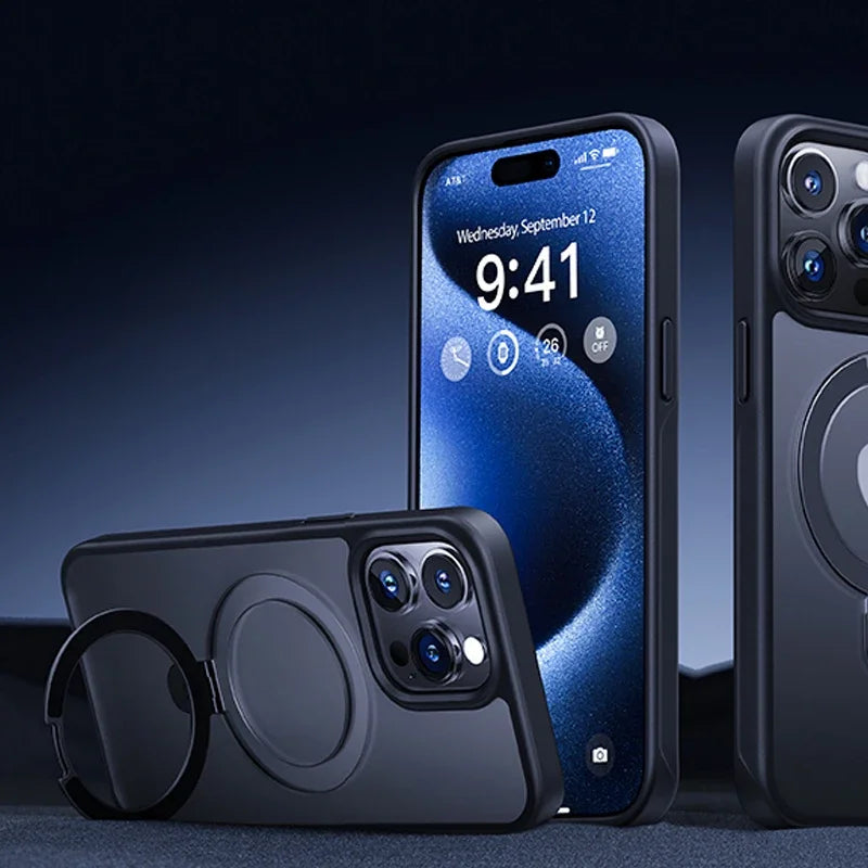 Magnetic Ring Kickstand Matte Case for iPhone 15 Pro & iPhone 15 Pro Max