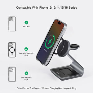 Bonola 3-in-1 Magnetic Wireless Charging Station for iPhone, Apple Watch & AirPods image 2