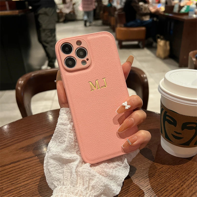 Personalized Custom Name Leather Case for iPhone 15 Pro & iPhone 15 Pro Max