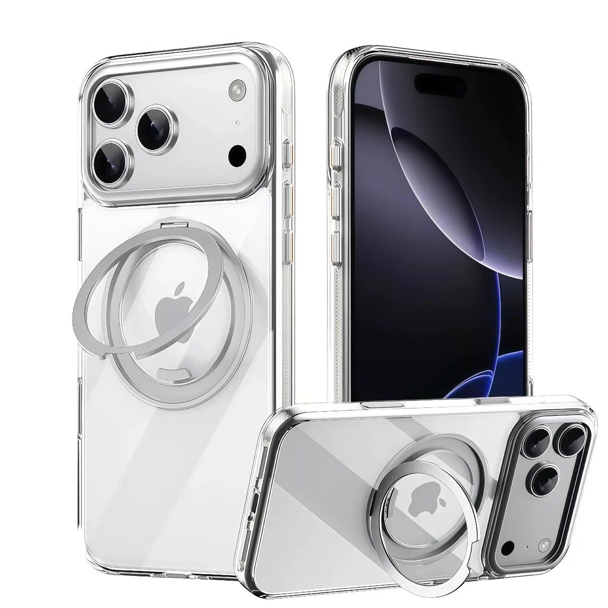 Magnetic 360° Rotating Stand Crystal Clear Case for iPhone 17