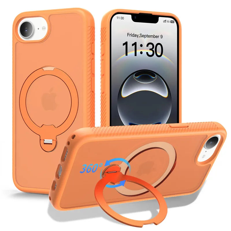 ELVEV Magnetic Matte Translucent Case with Rotating Stand for iPhone 16e