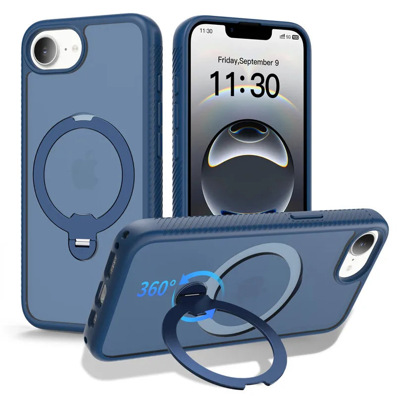 ELVEV Magnetic Matte Translucent Case with Rotating Stand for iPhone 16e