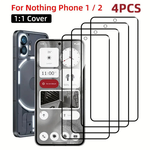 4-Pack Full Coverage Tempered Glass Screen Protector for Nothing Phone 1, 2, 2a & 3a Pro HD Scratch Resistant