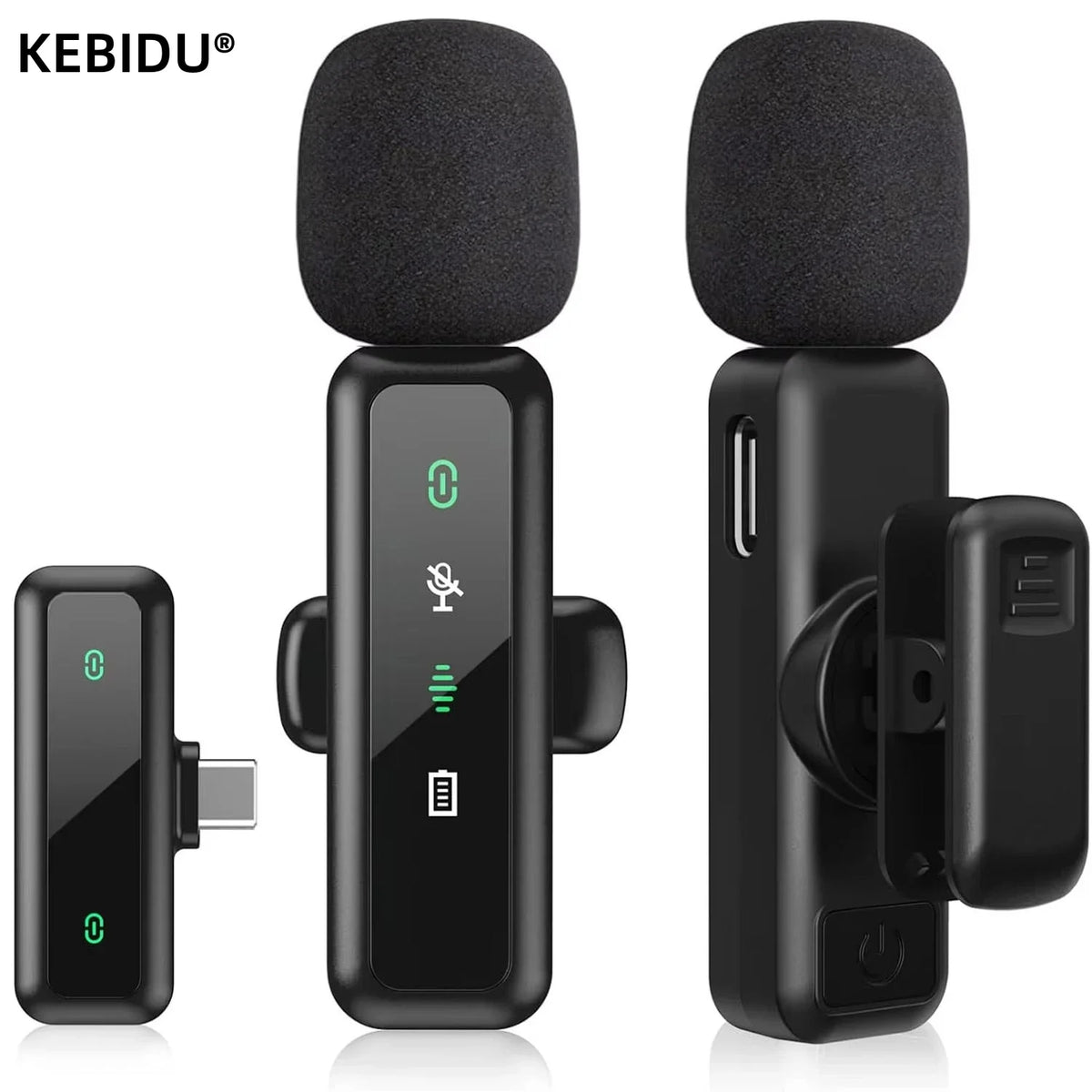 Wireless Lavalier Clip-On Microphone with Rechargeable Battery for Streaming, Vlogging & Voice Recording