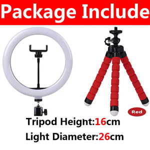 26cm LED Selfie Ring Light with Tripod Stand – Dimmable Video Light image 2