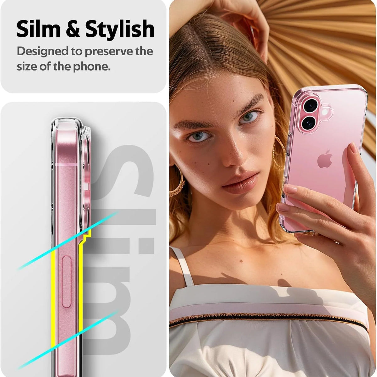 Crystal Clear Lens Protection Case for iPhone 16 Plus